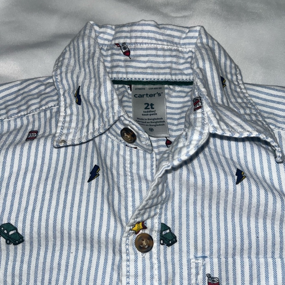 Carter's Blue Striped Boys 2t Shirt EASTER PASSOVER OR SPRING